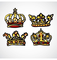 Set of doodle crowns vector image