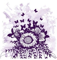 Grunge floral background vector image