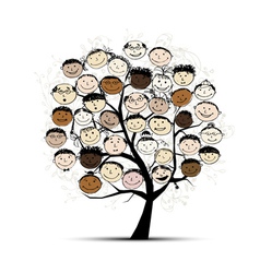 Tree with people faces for your design vector image