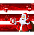Red christmas banners and santa claus vector image