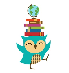 Owl with stack of books vector image