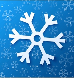 Paper abstract snowflake on blue background vector image