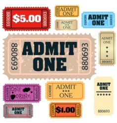 Tickets: admit one vector image