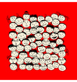 Crowd of funny peoples sketch for your design vector image