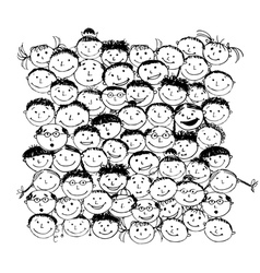 Crowd of funny peoples sketch for your design vector image