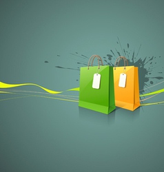 Shopping paper bag green and yellow vector image