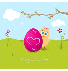 Easter Chicken With Big Egg vector image