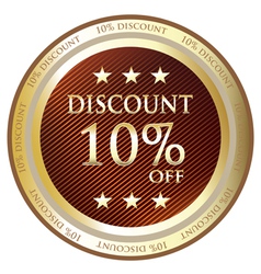 Ten Percent Discount Gold Medal vector image