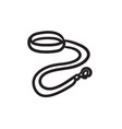 Dog leash and collar sketch icon vector image