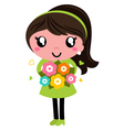 Cute Female with flowers isolated on white vector image