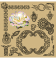 Hand draw black flower and frame element vector image