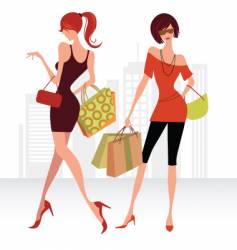 Shopping girls vector image