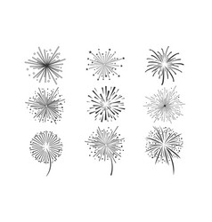 Set of hand drawn fireworks and sunbursts Vector Image