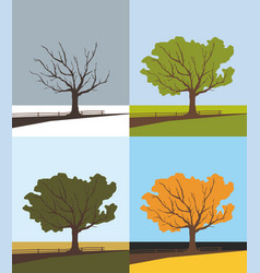 Cartoon tree seasons set on a nature landscape Vector Image