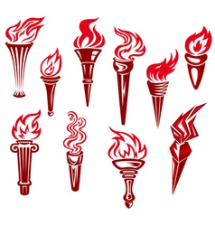 Flaming torchs vector image