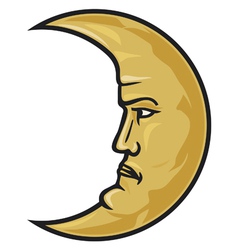 Crescent moon face vector image