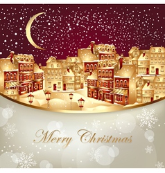 Christmas with town vector image