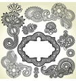 Black flower and frame element vector image
