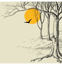Moon in the forest sketch vector image