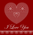 Valentine card with lace heart vector image