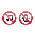 No music no noise red warning sign - vector image