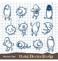 Set of hand drawn freaks vector image