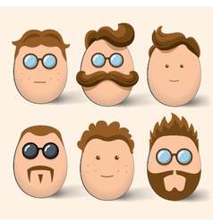 Egg characters face set vector image
