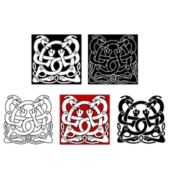 Dogs with celtic ornament vector image