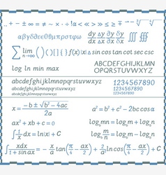 Mathematical symbols numbers and letters Mathematical symbols numbers and letters vector image
