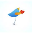 Cute blue bird with heart vector image