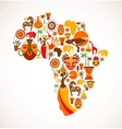 Map of Africa with icons vector image