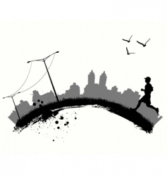 Jogging in city vector image