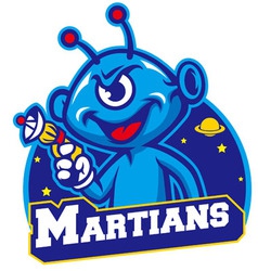 Blue martian hold a laser gun vector image