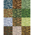 Seamless camouflage patterns in 12 colors vector image