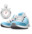 Running shoes and stopwatch vector image