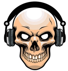 Skull wearing headphone vector image