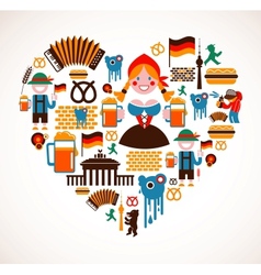 Heart shape with Germany icons vector image