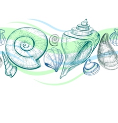 Sea shells seamless pattern vector image