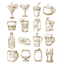 Hand drawn beverages vector image