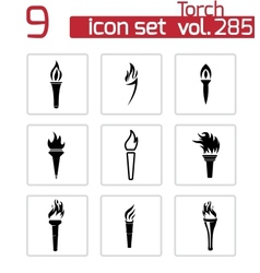 Black torch icons set vector image