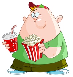 Kid with popcorn and soda vector image