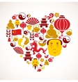 Heart shape with China icons vector image