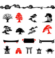 Set of chines bonsai trees Isolated on white backg vector image
