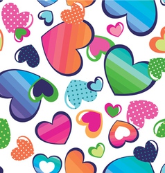 Color hearts seamless background vector image