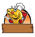 Cartoon of fish chef vector image