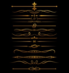 Golden borders and dividers vector image