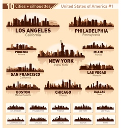 Skyline city set 10 cities of USA - 1 vector image