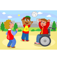 Boys palying with ball vector image