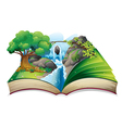 A book with an image of a forest vector image