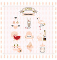 Pink fashion trends summer and beach fun icons vector image